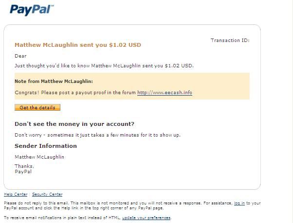 earn easy - 1st payt - 5/21/10