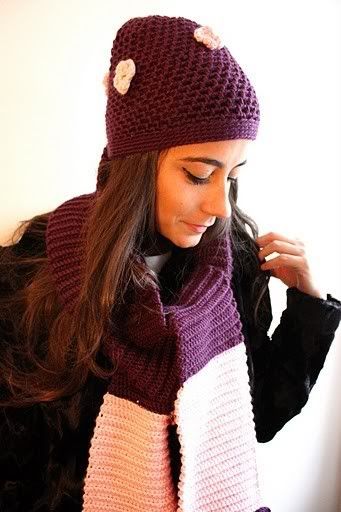 Purple scarf and hat