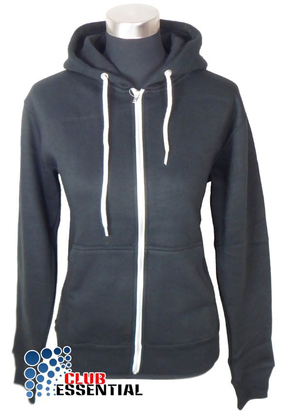 Men's Women's Apparel Hoodie White String Zipped Plain Fleece American 