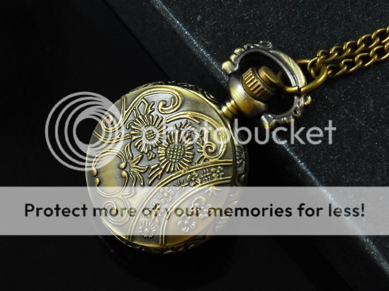 J028 Brass Vintage Pocket Watch Locket Pendant Necklace  