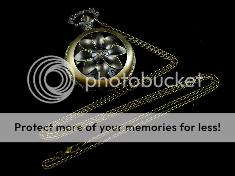 J040 Antique Vintage Copper Flower Quartz Pocket Watch  