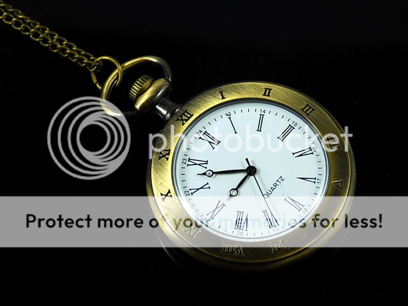 J090 Classic Vintage Brass Roman numerals Pocket Watch  