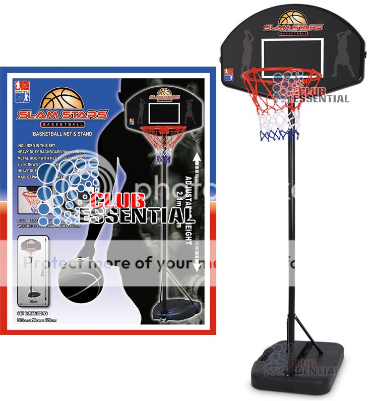 Large Basketball Full Size Backboard Stand Hoop Net Set Height 1 2M 2 