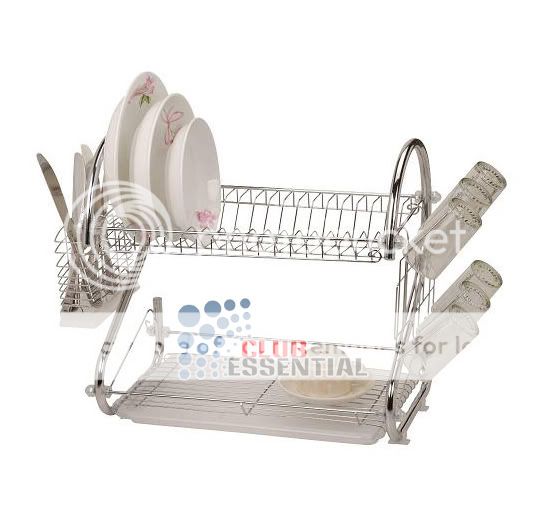 Tier Dish Rack Plate Glass Cutlery Holder Stand Utensil Drainer 